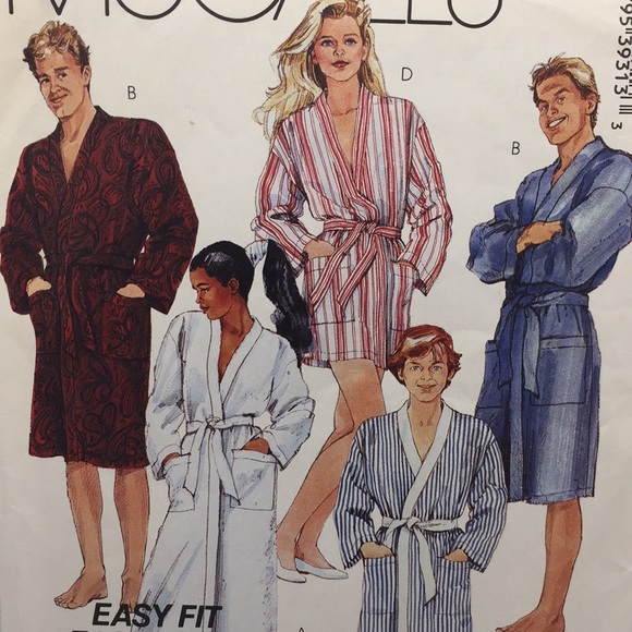 McCall’s 3931 Vintage Sewing Pattern Unisex Robe Size Medium 1988 Vintage UNCUT - Picture 2 of 10